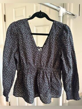 Madewell Tie-Back Peplum Top in Campden Daisies